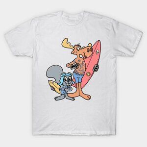 Rocky And Bullwinkle Surfing T-shirt 249